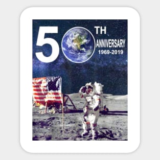 Astronaut Moon Landing 50th Sticker